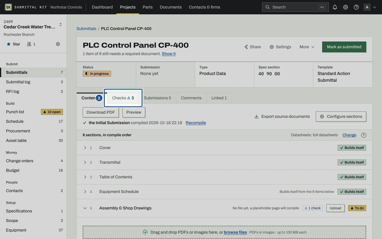 Checks Before You Submit, step 2: the screen with the control outlined
